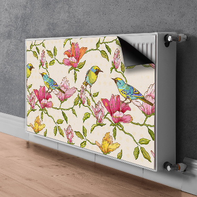 Un tapis avec un imprimé radiateur Fleurs et oiseaux