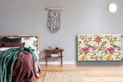 Un tapis avec un imprimé radiateur Fleurs et oiseaux