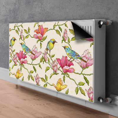 Un tapis avec un imprimé radiateur Fleurs et oiseaux