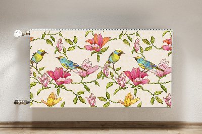 Un tapis avec un imprimé radiateur Fleurs et oiseaux