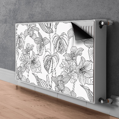 Un tapis avec un imprimé radiateur Contours les fleurs