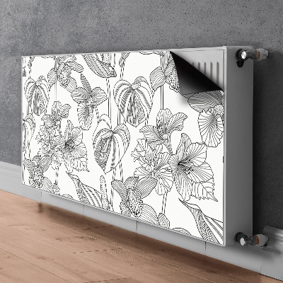 Un tapis avec un imprimé radiateur Contours les fleurs