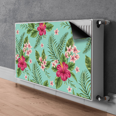 Un tapis avec un imprimé radiateur Fleurs