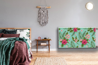 Un tapis avec un imprimé radiateur Fleurs