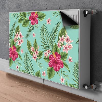 Un tapis avec un imprimé radiateur Fleurs