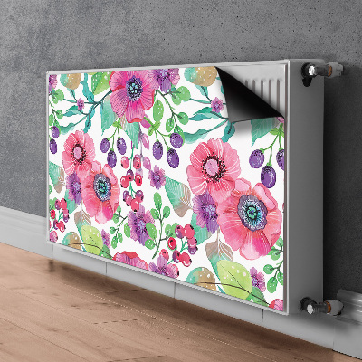 Un tapis avec un imprimé radiateur Fleurs et baies