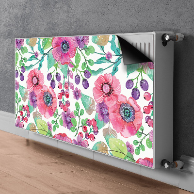 Un tapis avec un imprimé radiateur Fleurs et baies