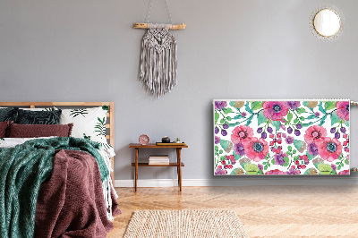 Un tapis avec un imprimé radiateur Fleurs et baies