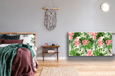 Un tapis avec un imprimé radiateur Fleurs d'hawaï