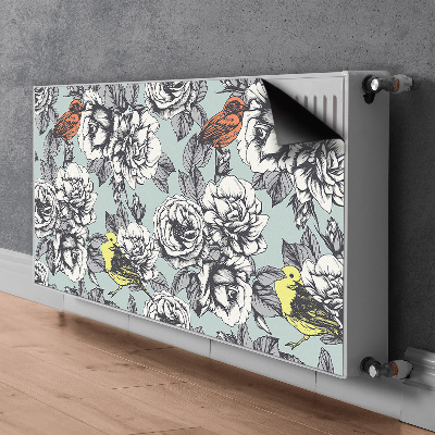 Cache radiateur déco Roses et oiseaux