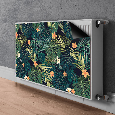 Un tapis avec un imprimé radiateur Fleurs et feuilles