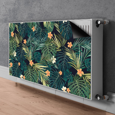 Un tapis avec un imprimé radiateur Fleurs et feuilles