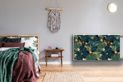 Un tapis avec un imprimé radiateur Fleurs et feuilles