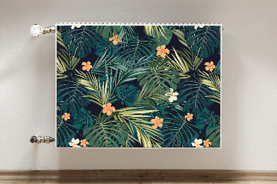 Un tapis avec un imprimé radiateur Fleurs et feuilles