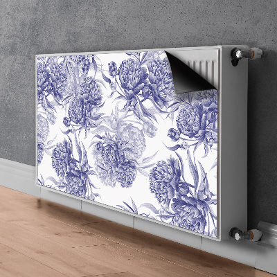 Aimant cache radiateur Pivoines violettes