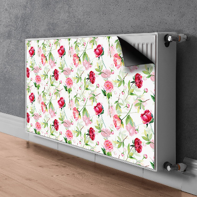 Tapis magnétique pour radiateur Fleurs rouges