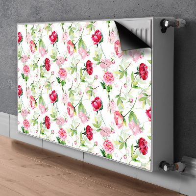 Tapis magnétique pour radiateur Fleurs rouges