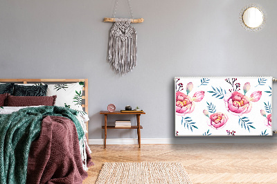 Un tapis avec un imprimé radiateur Fleurs