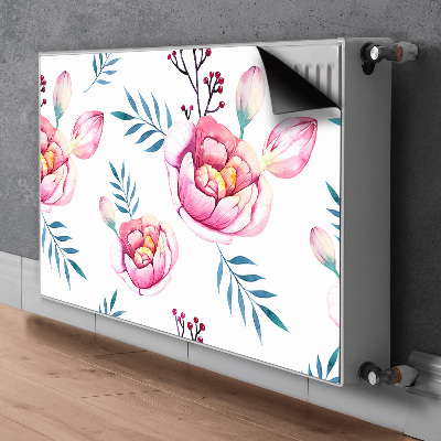 Un tapis avec un imprimé radiateur Fleurs