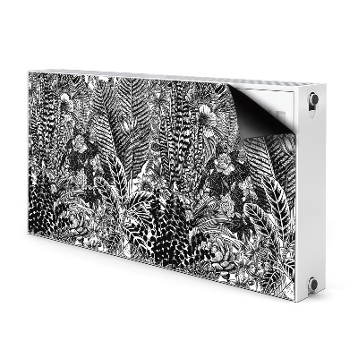 Tapis magnétique pour radiateur Feuilles noires et blanches