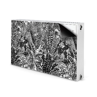 Tapis magnétique pour radiateur Feuilles noires et blanches