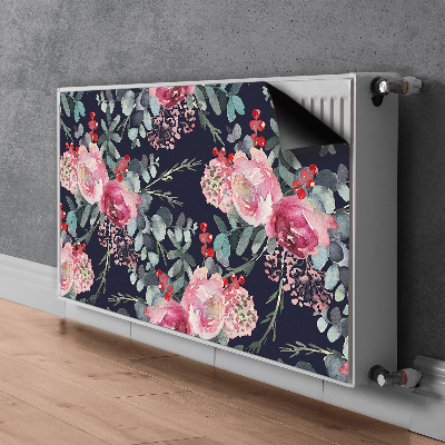 Un tapis avec un imprimé radiateur Fleurs et feuilles