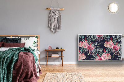 Un tapis avec un imprimé radiateur Fleurs et feuilles