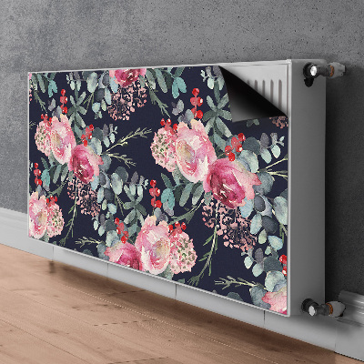 Un tapis avec un imprimé radiateur Fleurs et feuilles