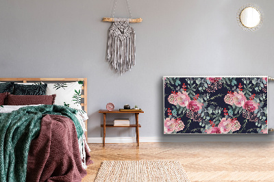 Un tapis avec un imprimé radiateur Fleurs et feuilles