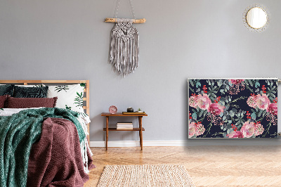 Un tapis avec un imprimé radiateur Fleurs et feuilles