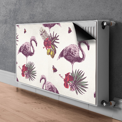 Aimant cache radiateur Flamants et hibiscus