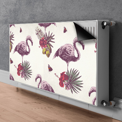 Aimant cache radiateur Flamants et hibiscus