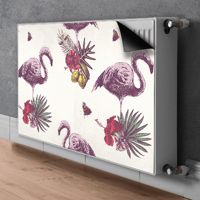 Aimant cache radiateur Flamants et hibiscus