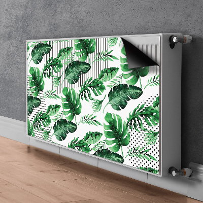 Un tapis avec un imprimé radiateur Points et feuilles