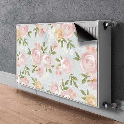 Un tapis avec un imprimé radiateur Fleurs aquarelles