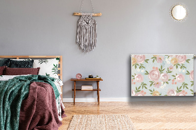 Un tapis avec un imprimé radiateur Fleurs aquarelles