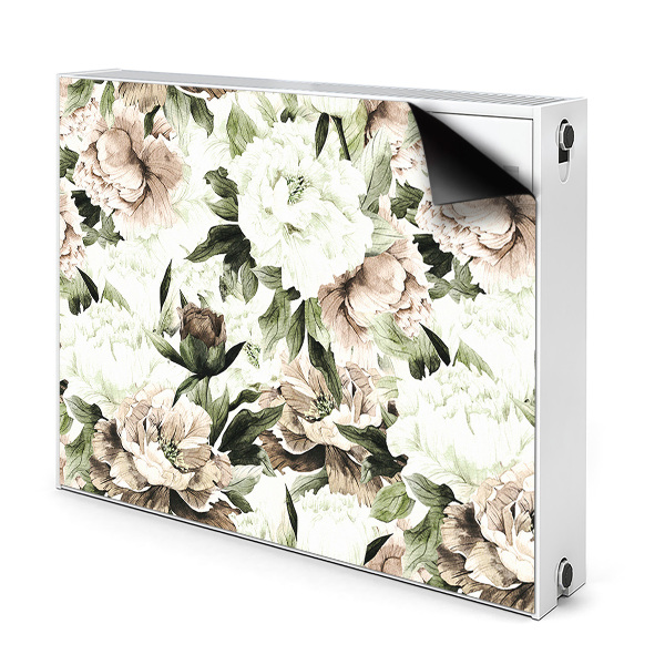 Un tapis avec un imprimé radiateur Pivoines à fleurs