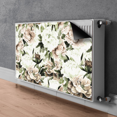 Un tapis avec un imprimé radiateur Pivoines à fleurs