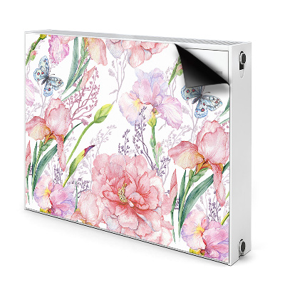 Un tapis avec un imprimé radiateur Fleurs pivoines