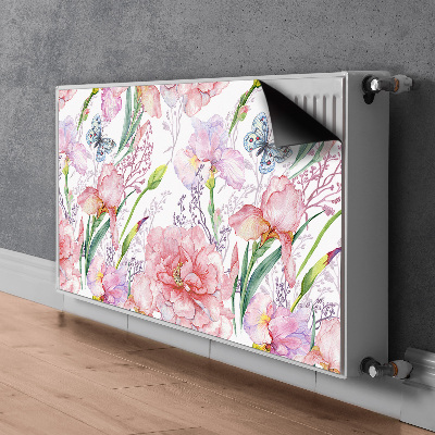 Un tapis avec un imprimé radiateur Fleurs pivoines