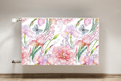 Un tapis avec un imprimé radiateur Fleurs pivoines