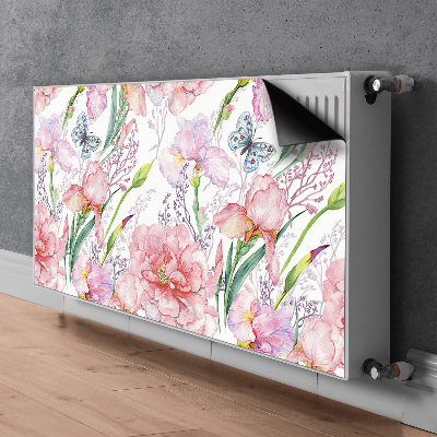 Un tapis avec un imprimé radiateur Fleurs pivoines