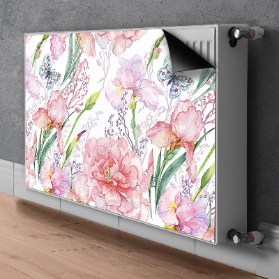 Un tapis avec un imprimé radiateur Fleurs pivoines