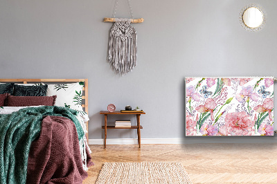 Un tapis avec un imprimé radiateur Fleurs pivoines