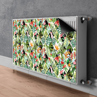 Un tapis avec un imprimé radiateur Fleurs et oiseaux