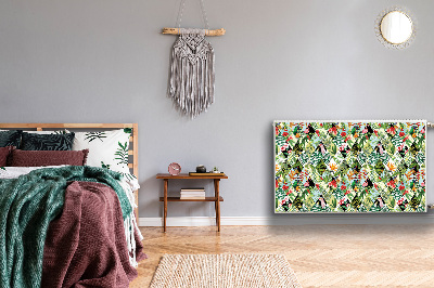 Un tapis avec un imprimé radiateur Fleurs et oiseaux