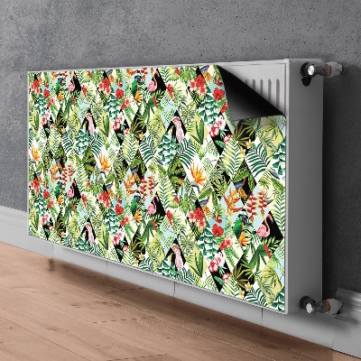 Un tapis avec un imprimé radiateur Fleurs et oiseaux