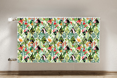 Un tapis avec un imprimé radiateur Fleurs et oiseaux