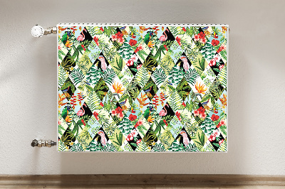 Un tapis avec un imprimé radiateur Fleurs et oiseaux