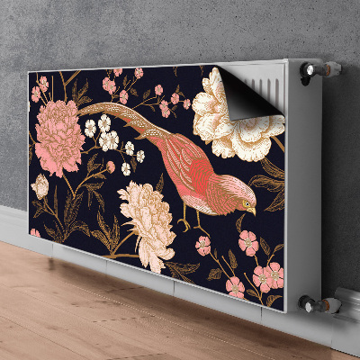 Cache radiateur déco Pivoine avec un oiseau